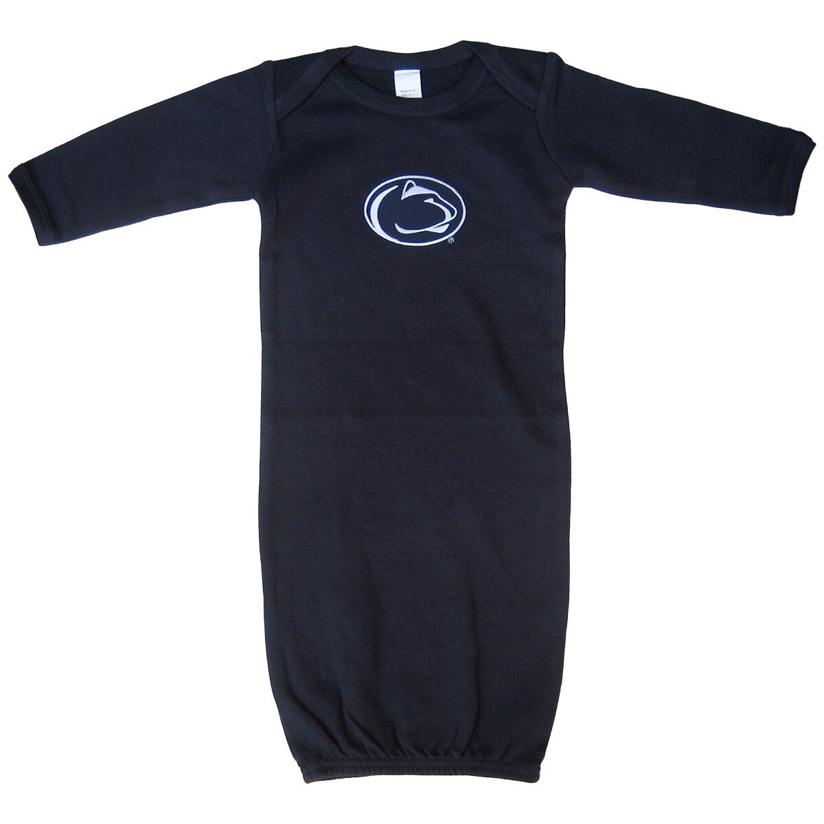 navy infant layette gown with embroidered Penn State Athletic Logo